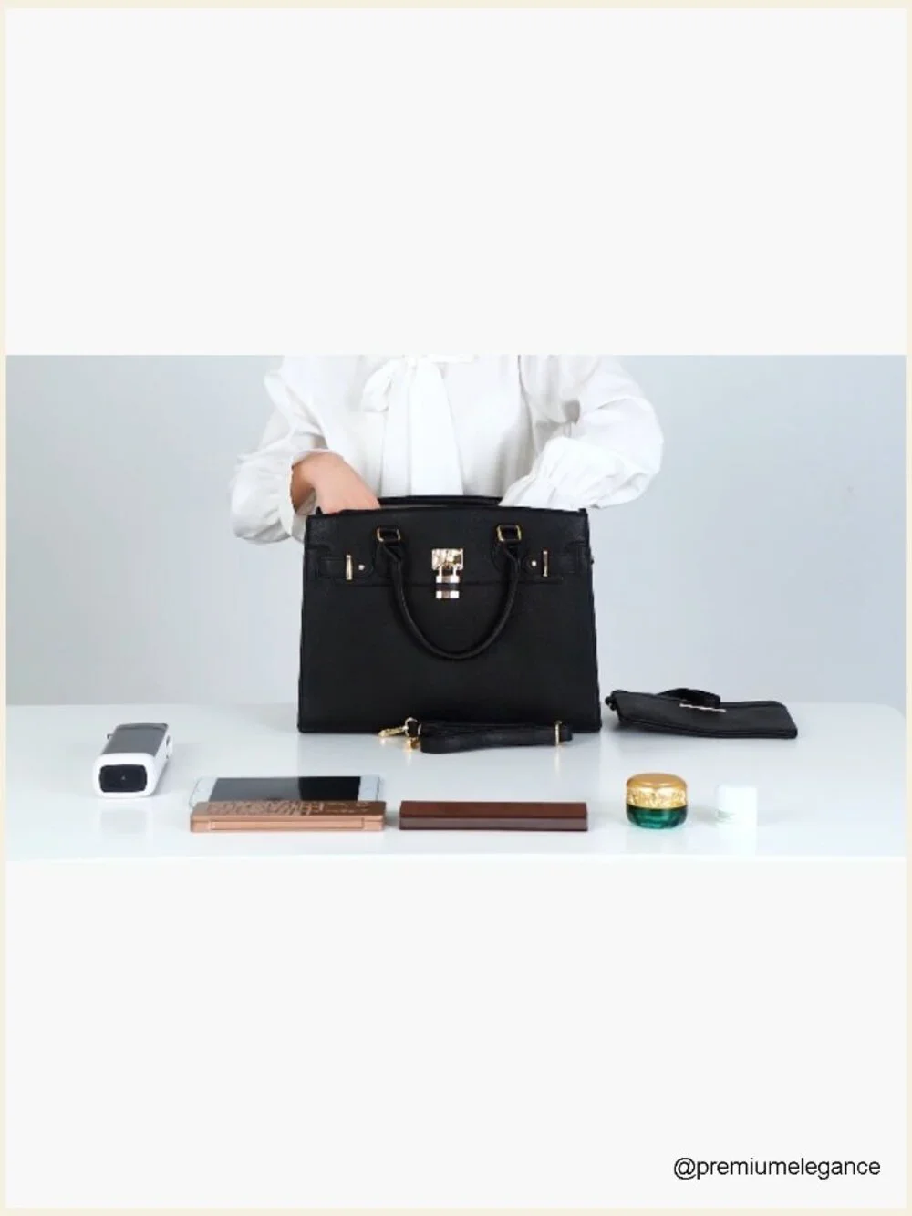 Vegan Leather Satchel Tote Handbag Set with Wallet Work Bag